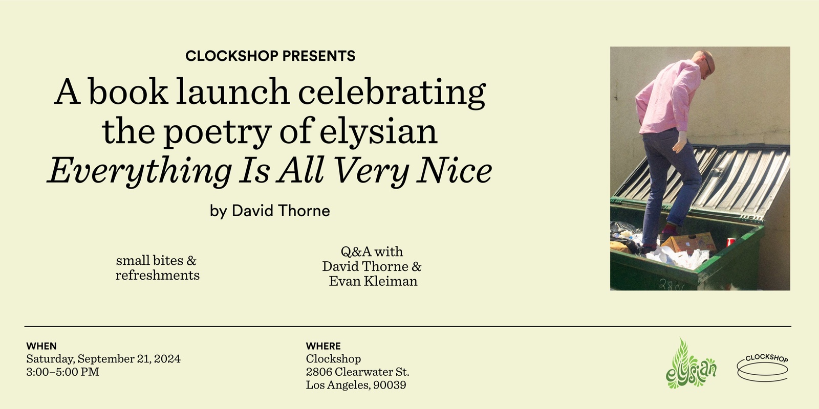 Banner image for A book launch celebrating the poetry of elysian: Everything Is All Very Nice