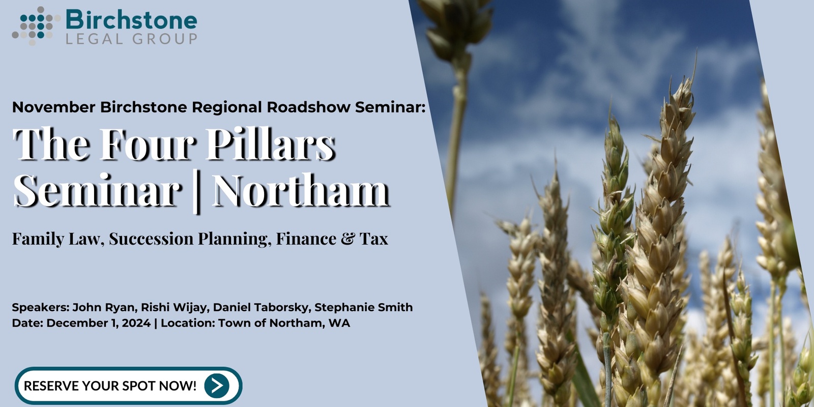 Banner image for November Birchstone Regional Roadshow Seminar: The Four Pillars Seminar | Northam