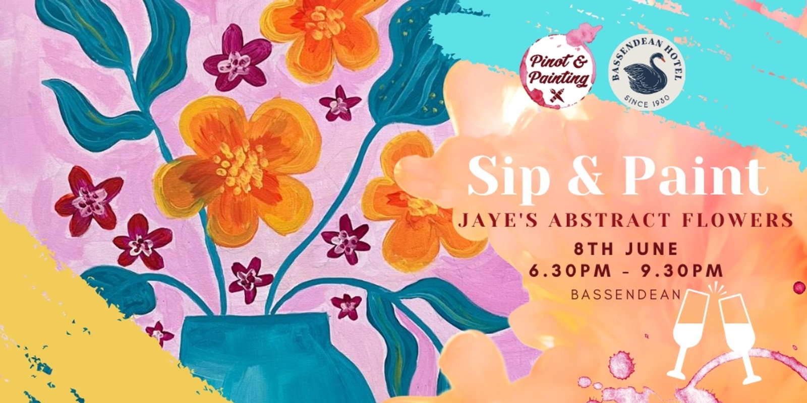 Banner image for Jaye's Abstract Flowers  - Sip & Paint @ The Bassendean Hotel