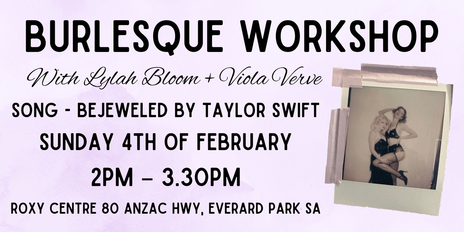 Banner image for Taylor Swift Burlesque Workshop with Lylah Bloom and Viola Verve 