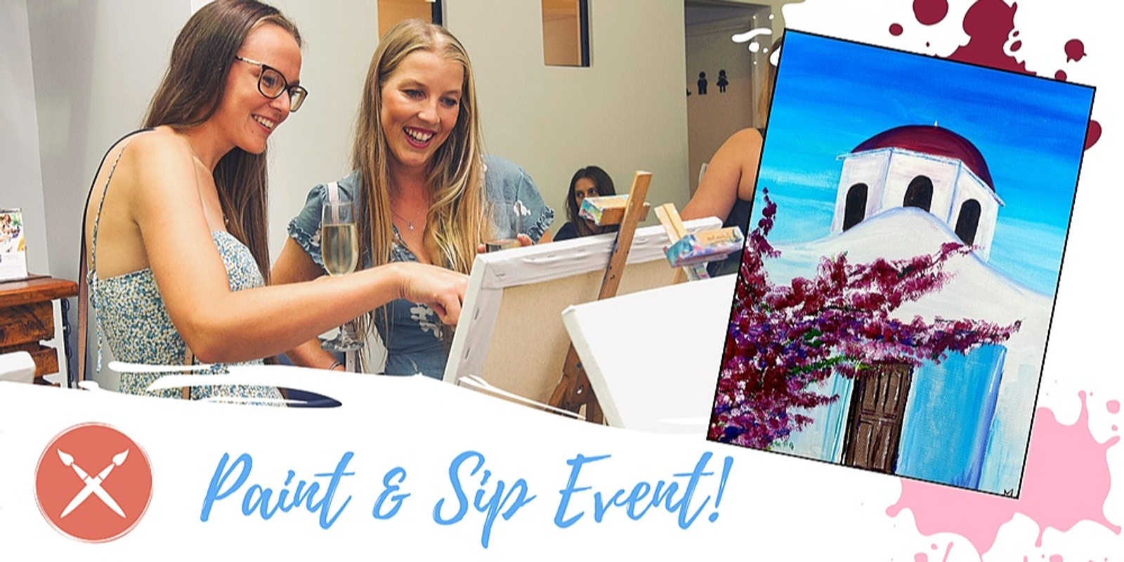 Banner image for Paint & Sip Event: Nights In Santorini 19/04/23