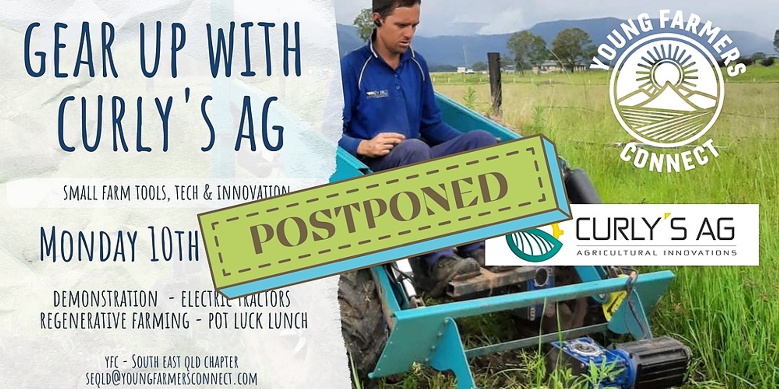 Banner image for POSTPONED Young Farmers Connect SEQLD - Field Day at Curly's Ag