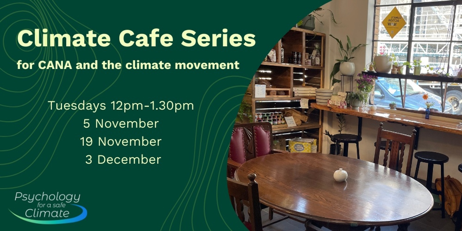 Banner image for  PSC Climate Cafes for CANA and the climate movement