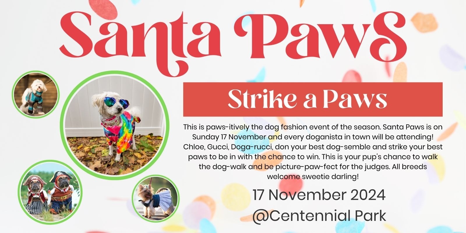 Banner image for Santa Paws Event 2024: Strike-A-Paws: The Ultimate Dog Fashion Show