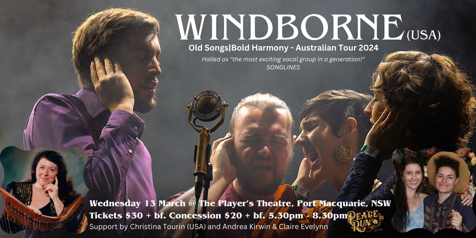 Banner image for Windborne (USA) supported by Christina Tourin (USA), Andrea Kirwin & Claire Evelynn - The Player's Theatre, Port Macquarie