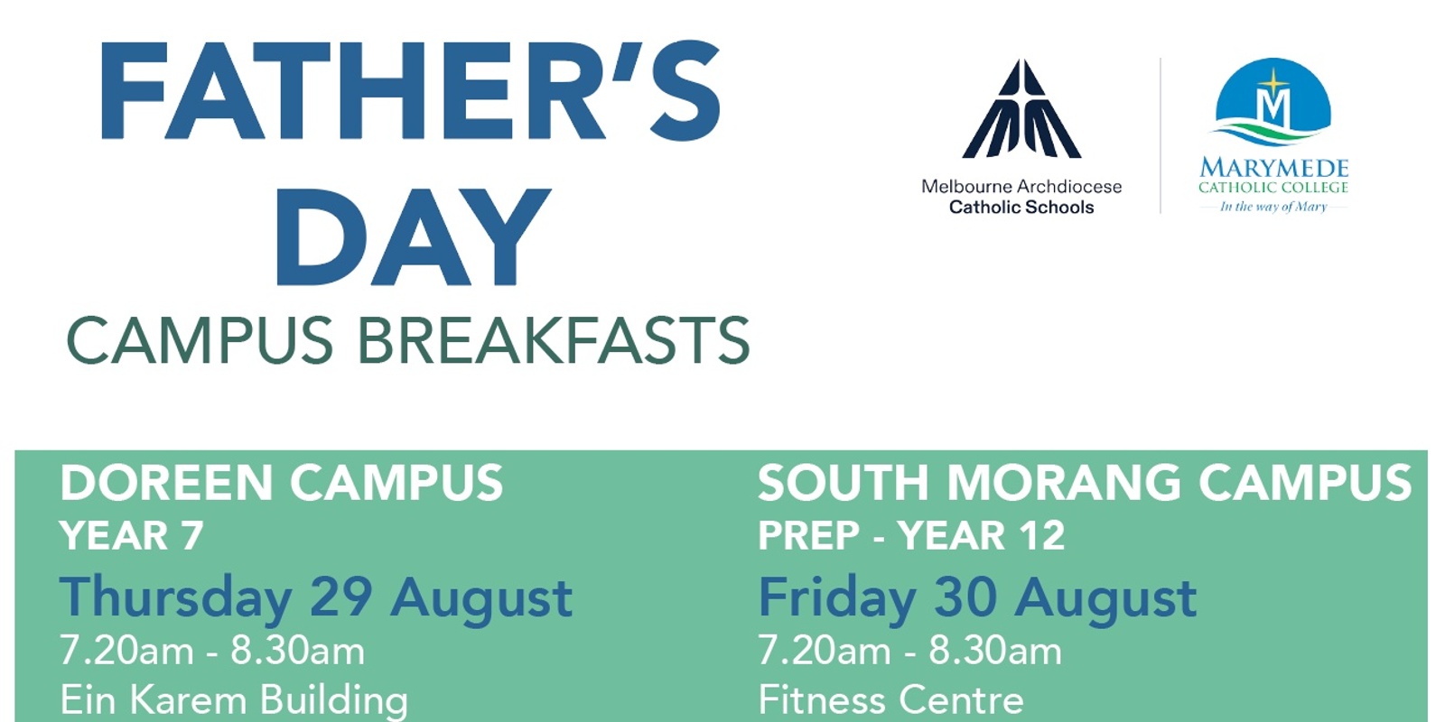 Banner image for 2024 Marymede Catholic College - Doreen Campus Father's Day Breakfast