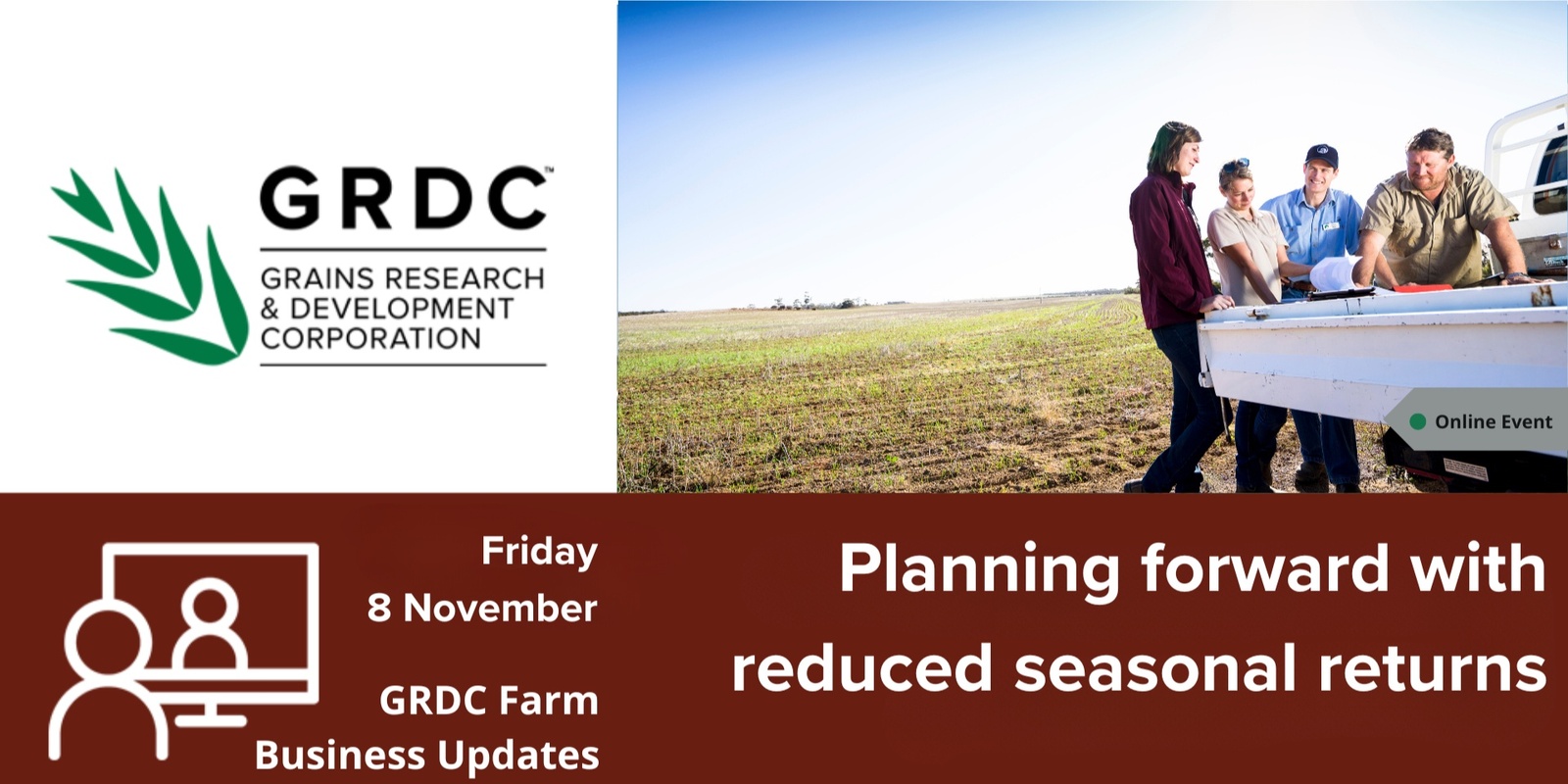 Banner image for GRDC Farm Business Update, Online - Planning forward with reduced seasonal returns