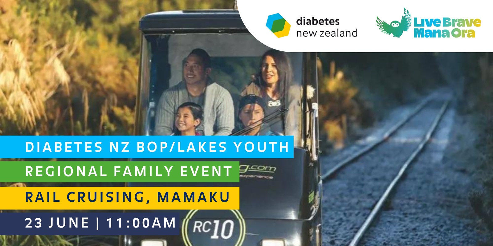 Banner image for Diabetes NZ BOP/Lakes Youth: Rail Cruising, Regional Family Event