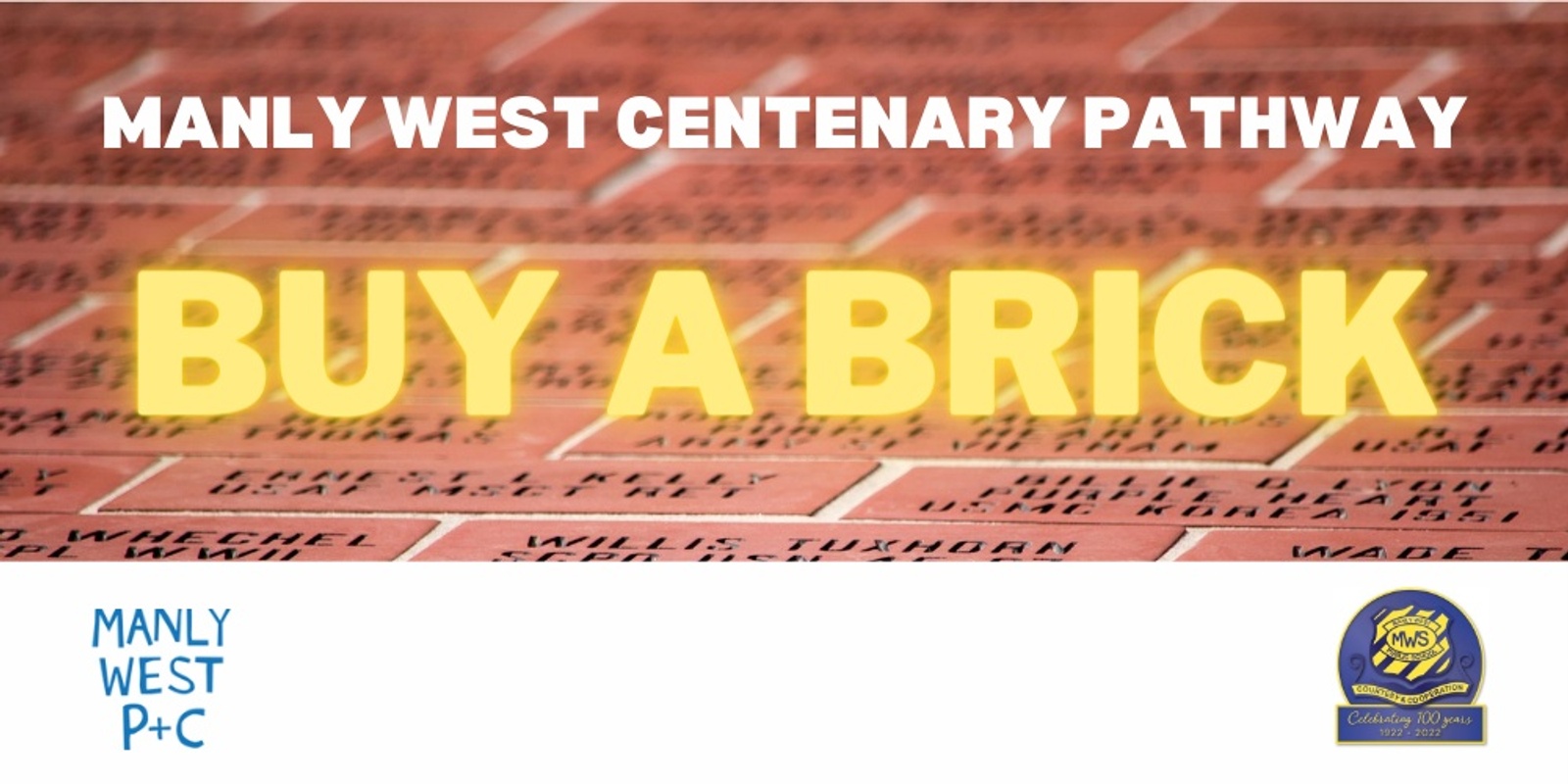 Banner image for Manly West Centenary Path - "buy a brick"