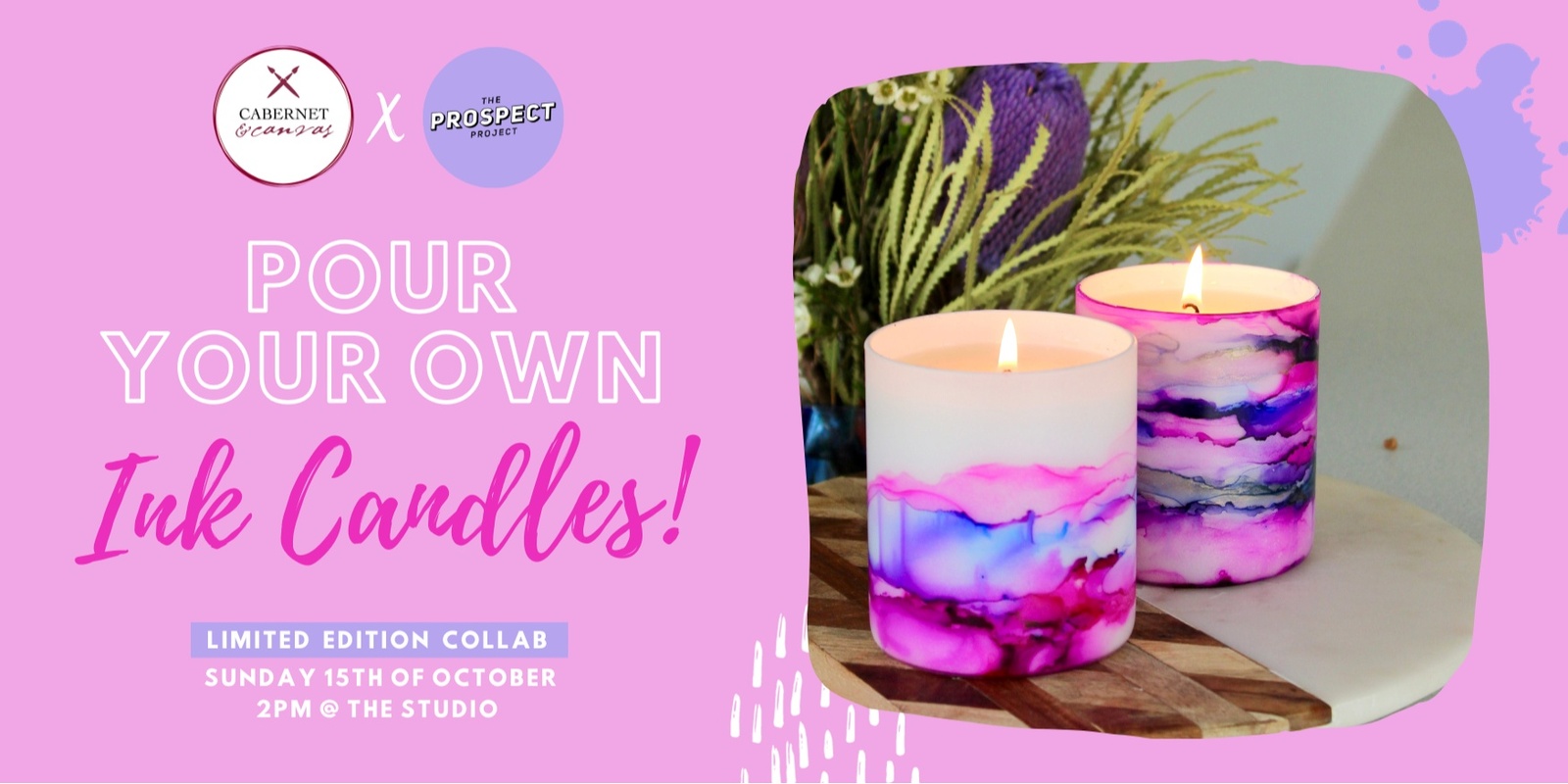 Banner image for Pour Your Own: Alcohol Ink Candles 15/10/23