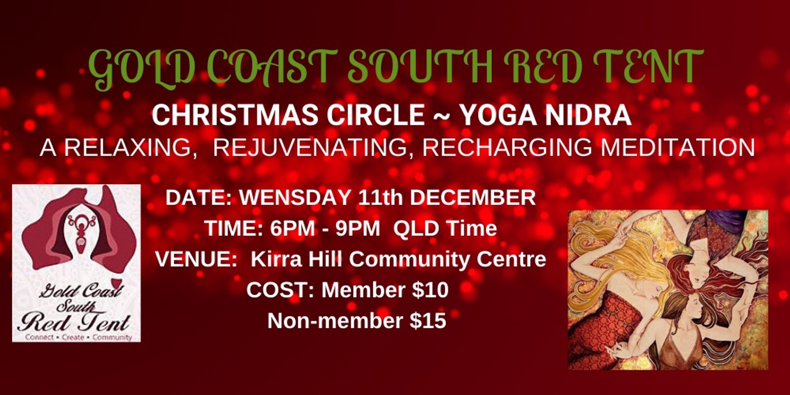 Banner image for Gold Coast South Red Tent ~ Christmas Circle~ Yoga Nidra