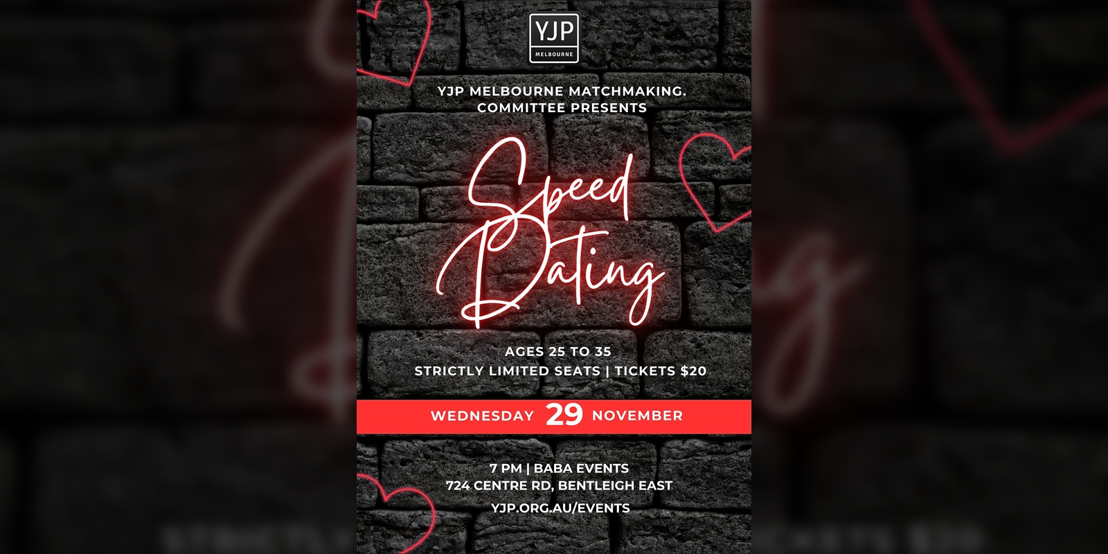 Banner image for YJP Speed Dating at Baba Bentleigh | November 2023