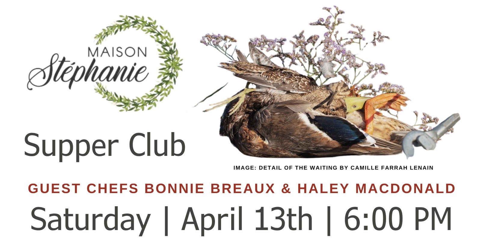 SUPPER CLUB: WILD GAME @ MAISON STEPHANIE | Humanitix