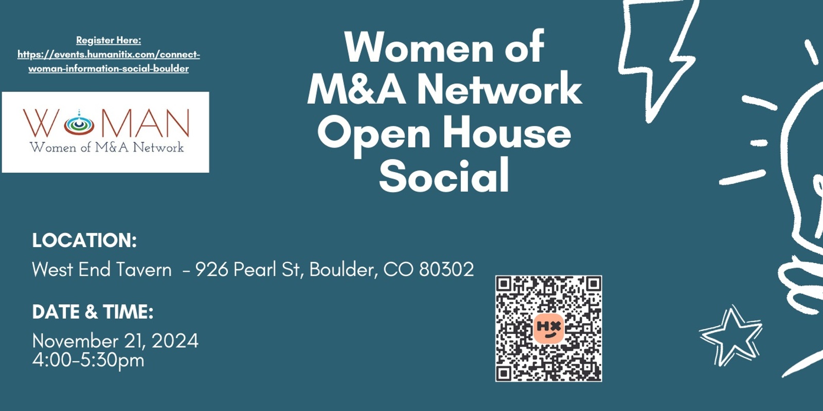 Banner image for CONNECT: WoMAN Open House Social (Boulder)