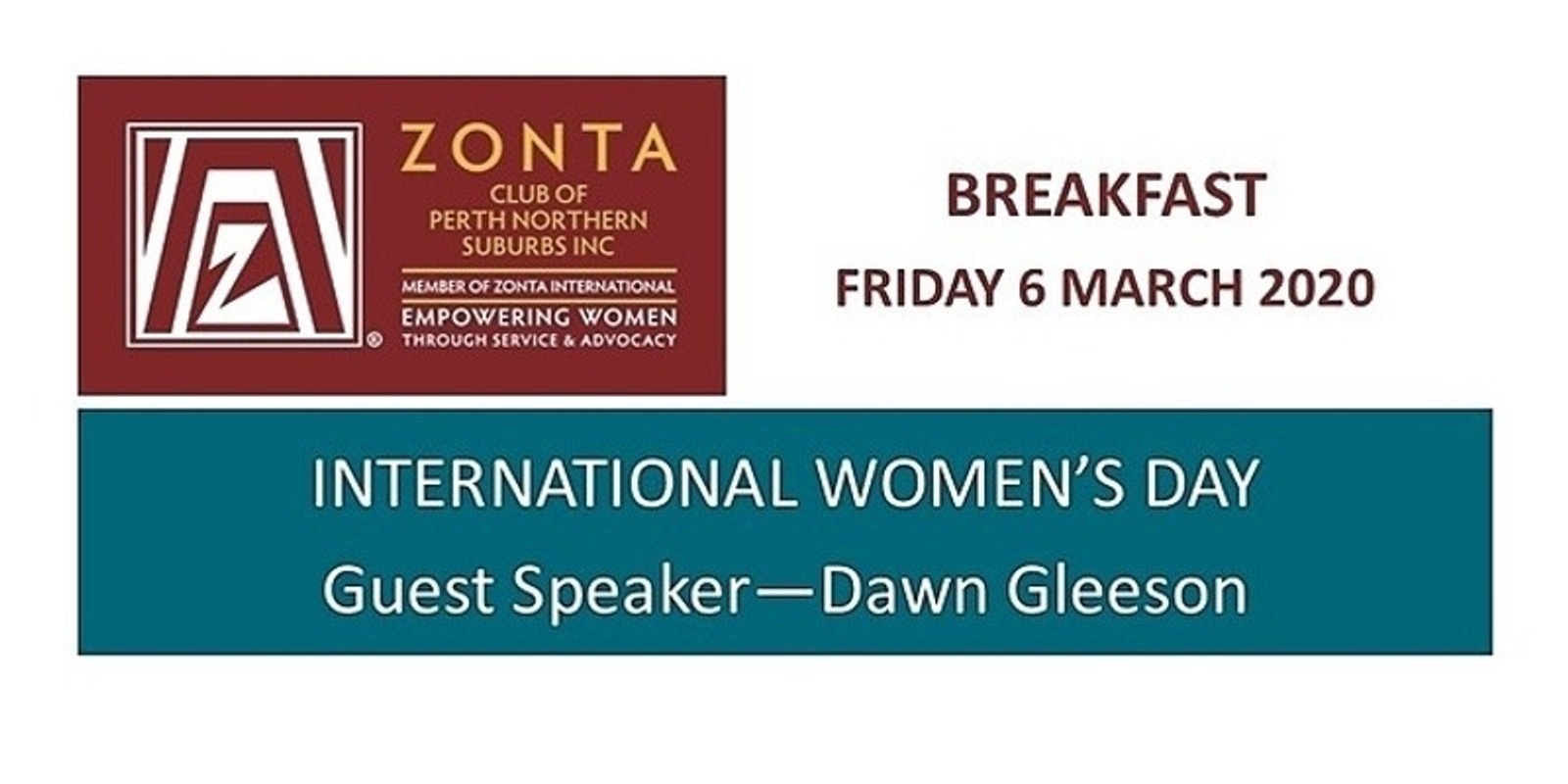 Banner image for Zonta Club of Perth Northern Suburbs - International Women's Day Breakfast