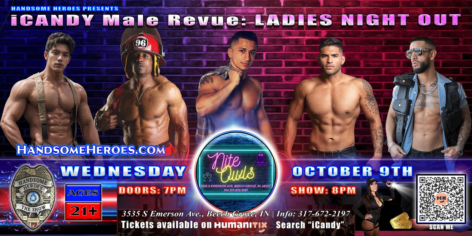 Banner image for Beech Grove, IN - Handsome Heroes Presents: iCandy Male Revue @ Nite Owl's Saloon and Grill