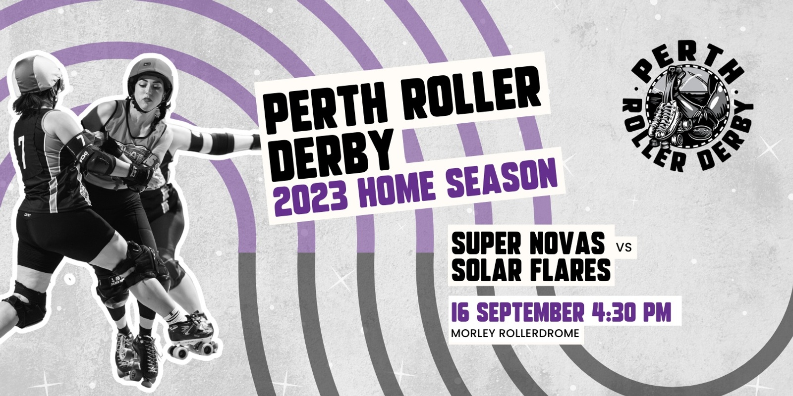 Banner image for Perth Roller Derby 2023 Home Season | Bout 3 Super Novas vs Solar Flares