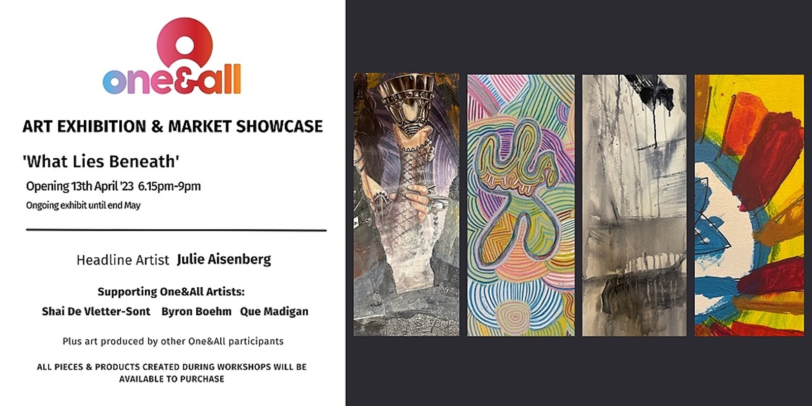 Banner image for One&All Art Exhibition & Market Showcase: Julie Aisenberg & One&All Participants