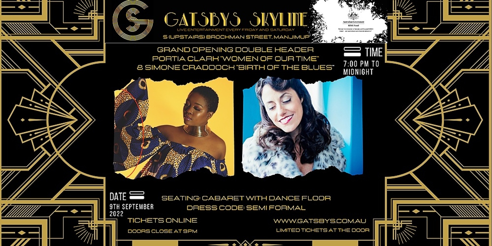 Banner image for Grand Opening Double Header - Portia Clark 'Women of Our Time' & Simone Craddock 'Birth of the Blues'