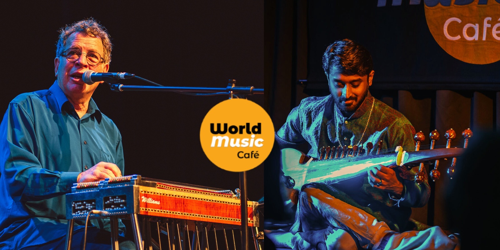 Banner image for World Music Cafe Special ‘World Slide Summit’ with Lucky Oceans & Praashekh Borkar, plus Moaj Trio