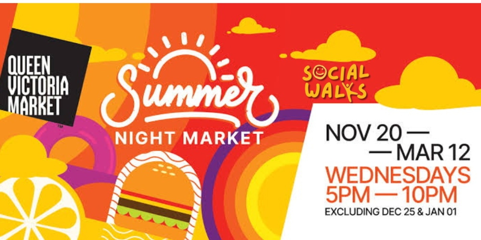 Banner image for Melbourne Social Walks - Summer Night Market FUN + Carlton Gardens Social Walk - Easy 5km