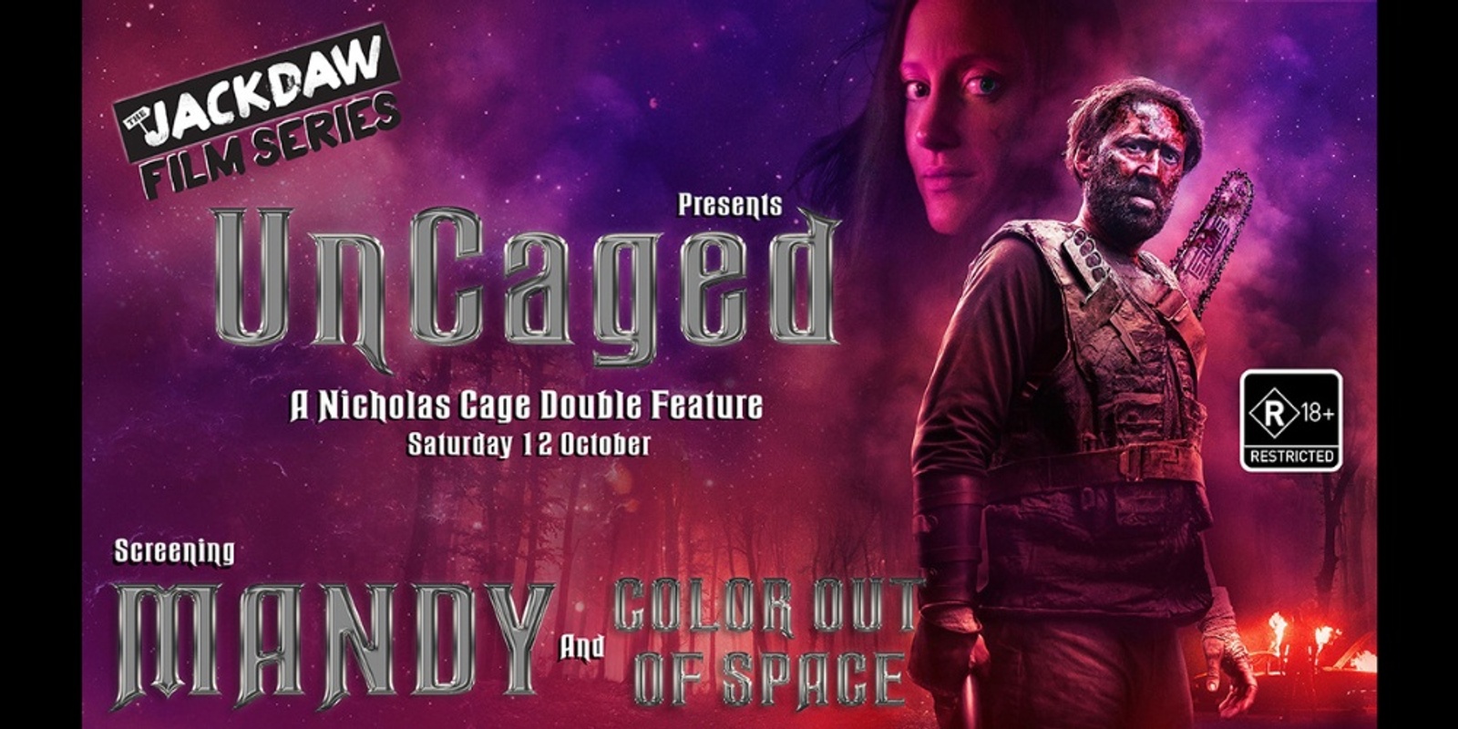 Banner image for The Jackdaw Film Series presents UnCaged – A Nicholas Cage Double feature