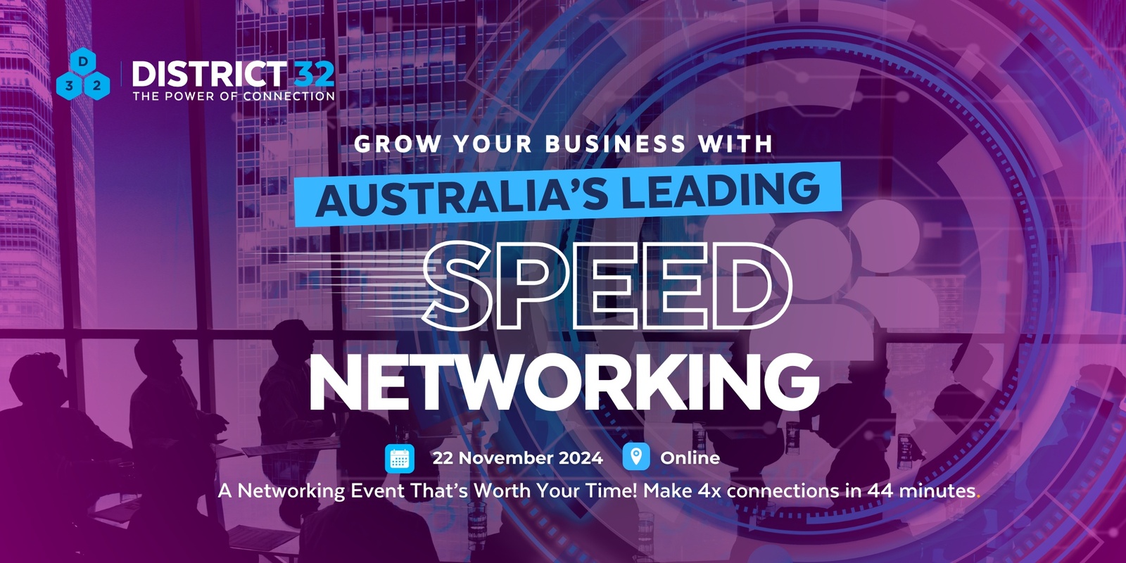 Banner image for Australia’s Leading Speed Networking Event – Online – Fri 22 Nov