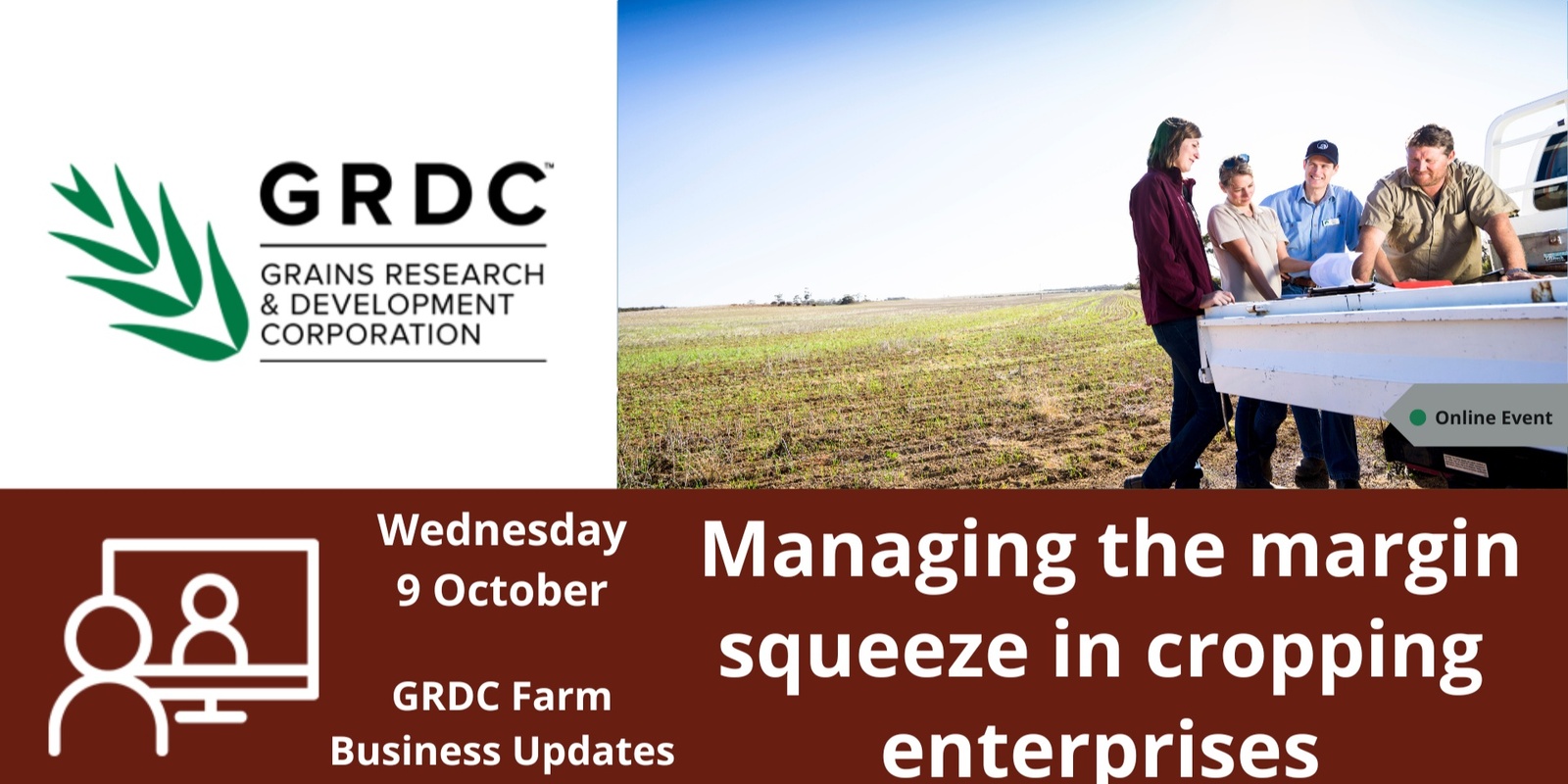 Banner image for GRDC Farm Business Update, Online - Managing the margin squeeze in cropping enterprises