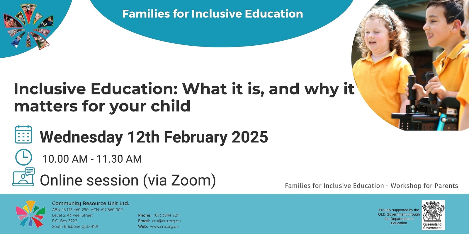 Banner image for Inclusive Education: What it is, and why it matters for your child - Online Workshop