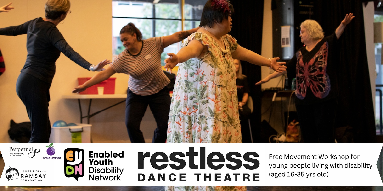 Banner image for EYDN October Peer Workshop- Restless Dance Movement class and Resources for Mental Health and Welbeing