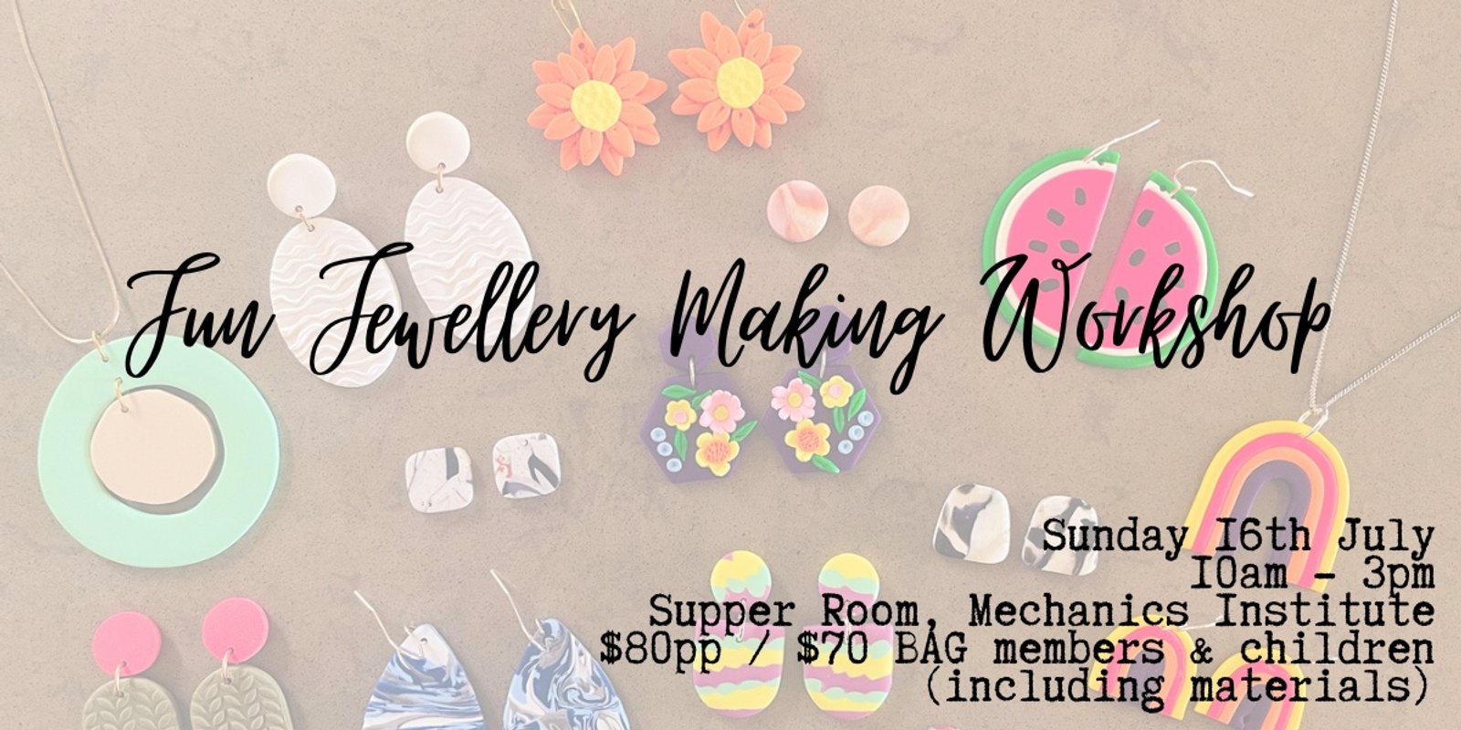 Banner image for Fun Jewellery Making with Polymer Clay