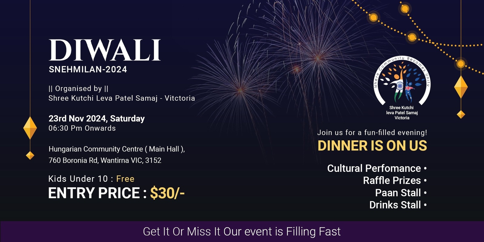 Banner image for Diwali Shimmer and Shine Night - Snehmilan 2024