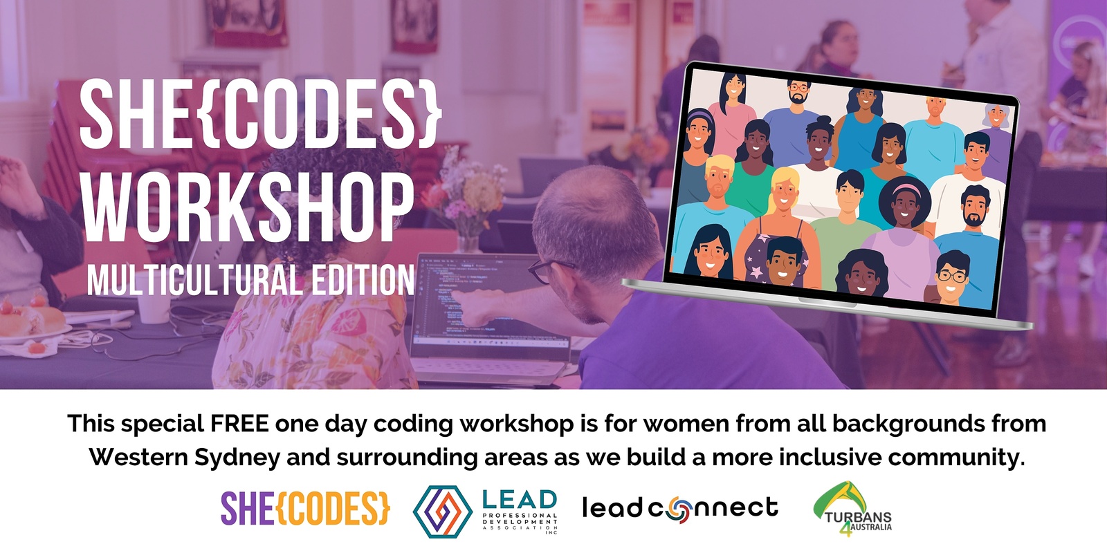 Banner image for She Codes Multicultural Edition, Western Sydney - a 1 Day Coding Workshop for women from diverse backgrounds