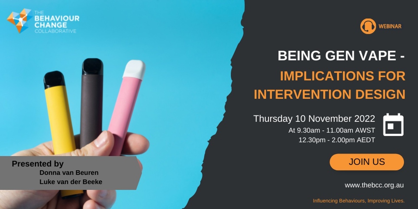 Banner image for Being Gen Vape - Implications for Intervention Design Webinar