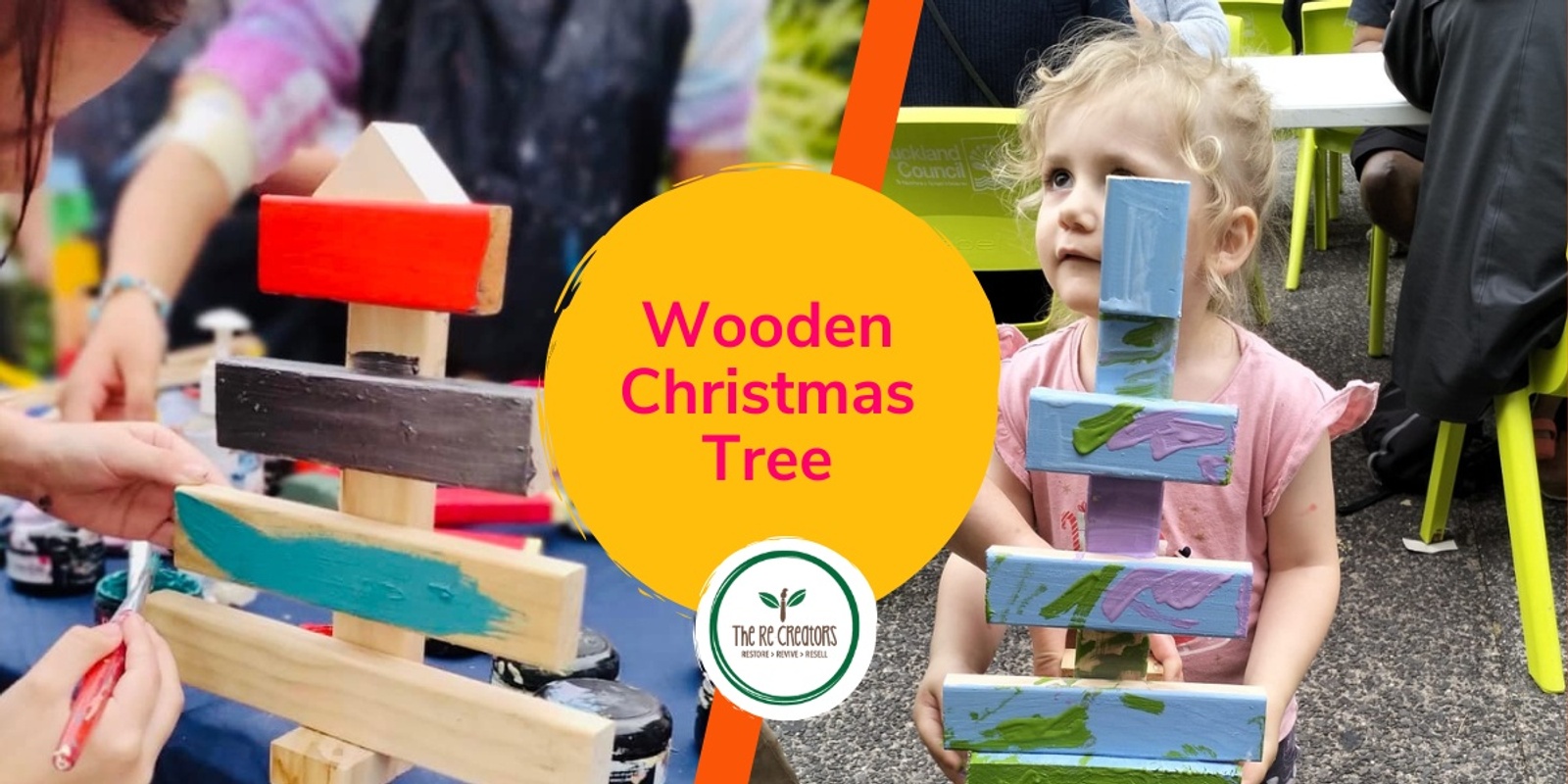 Banner image for Wooden Christmas Tree, Te Kōpua (Waitakere Central Library), Saturday 14 December, 11am - 1pm