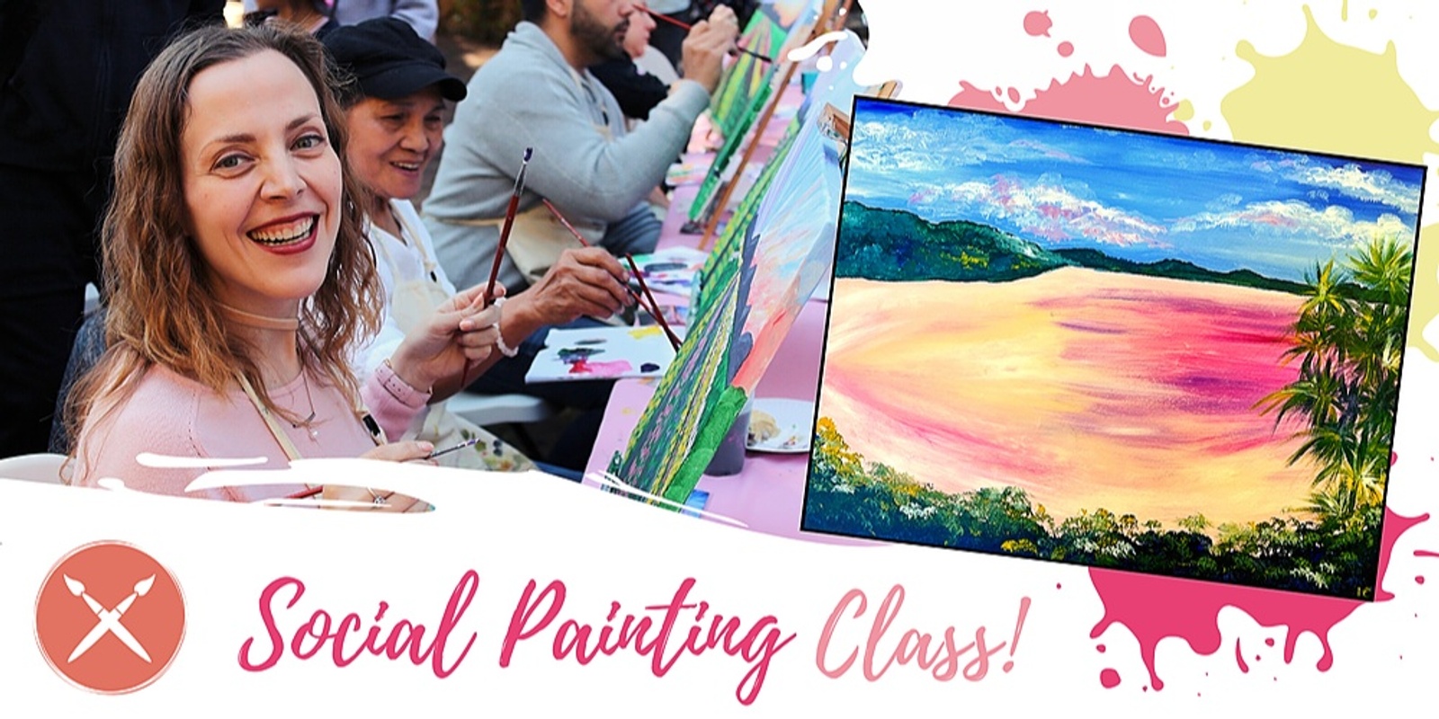 Banner image for Paint & Sip Event: Pink Salt Lake 15/06/23