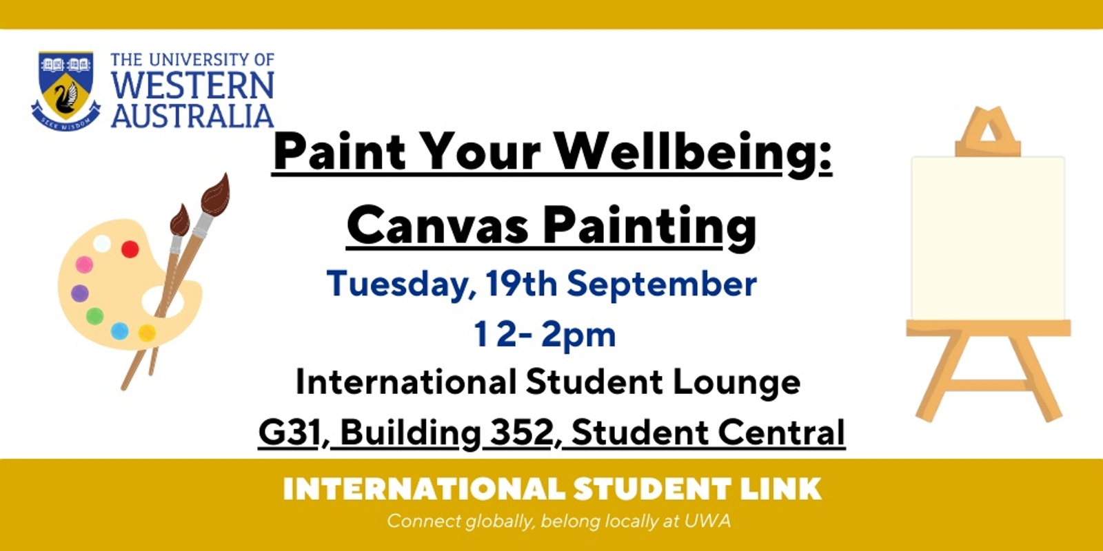 Banner image for International Student Link; Paint Your Wellbeing: Canvas Painting