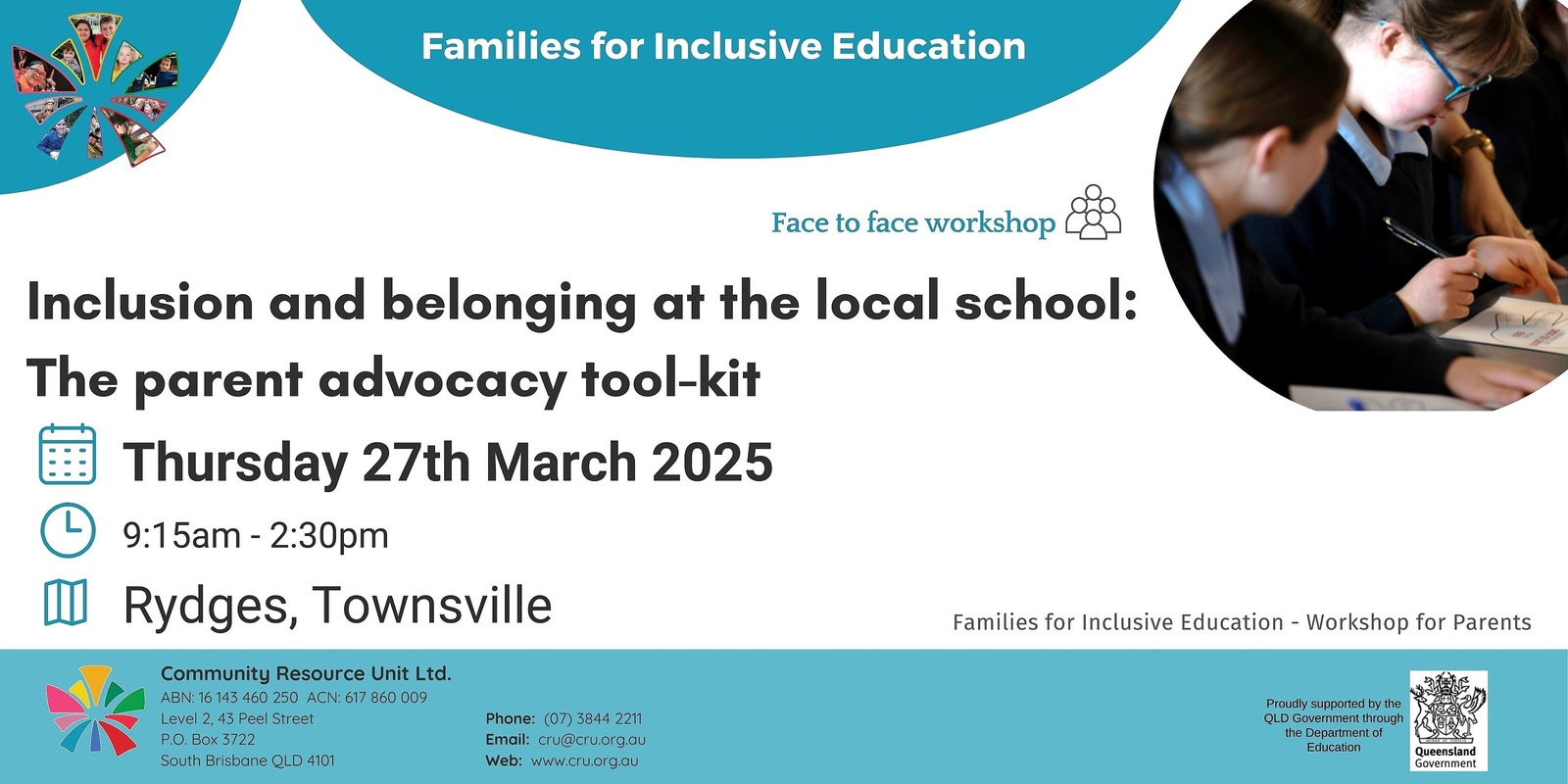 Banner image for Inclusion and belonging at the local school: The parent advocacy toolkit- Townsville