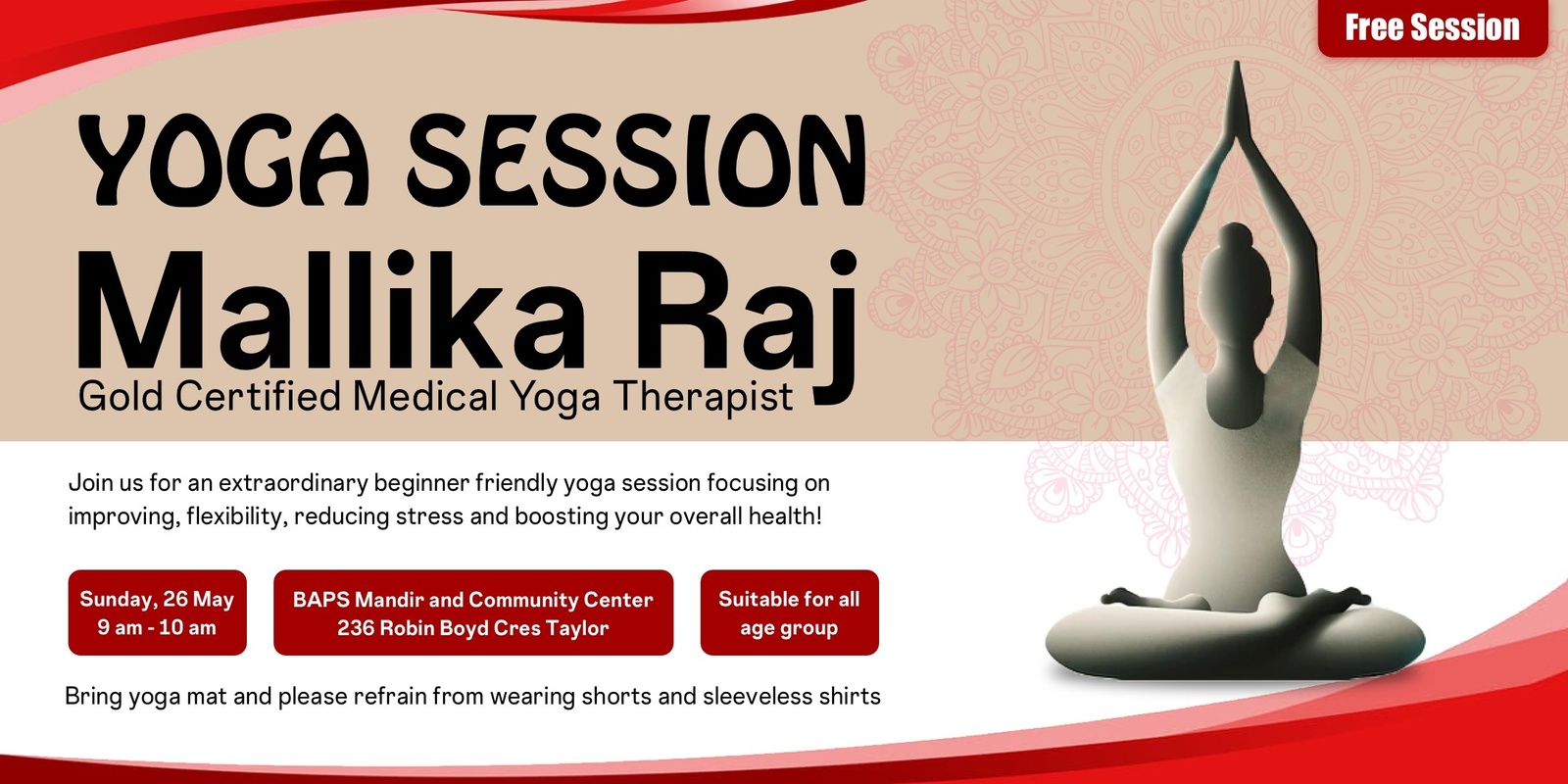 Banner image for Free Yoga Session With Mallika