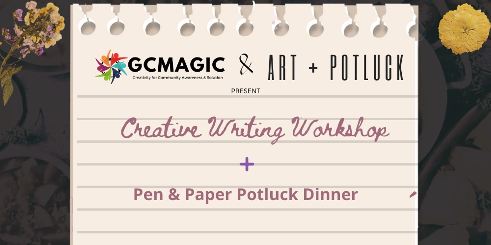 Banner image for Creative Writing Workshop + Pen & Paper Potluck Dinner