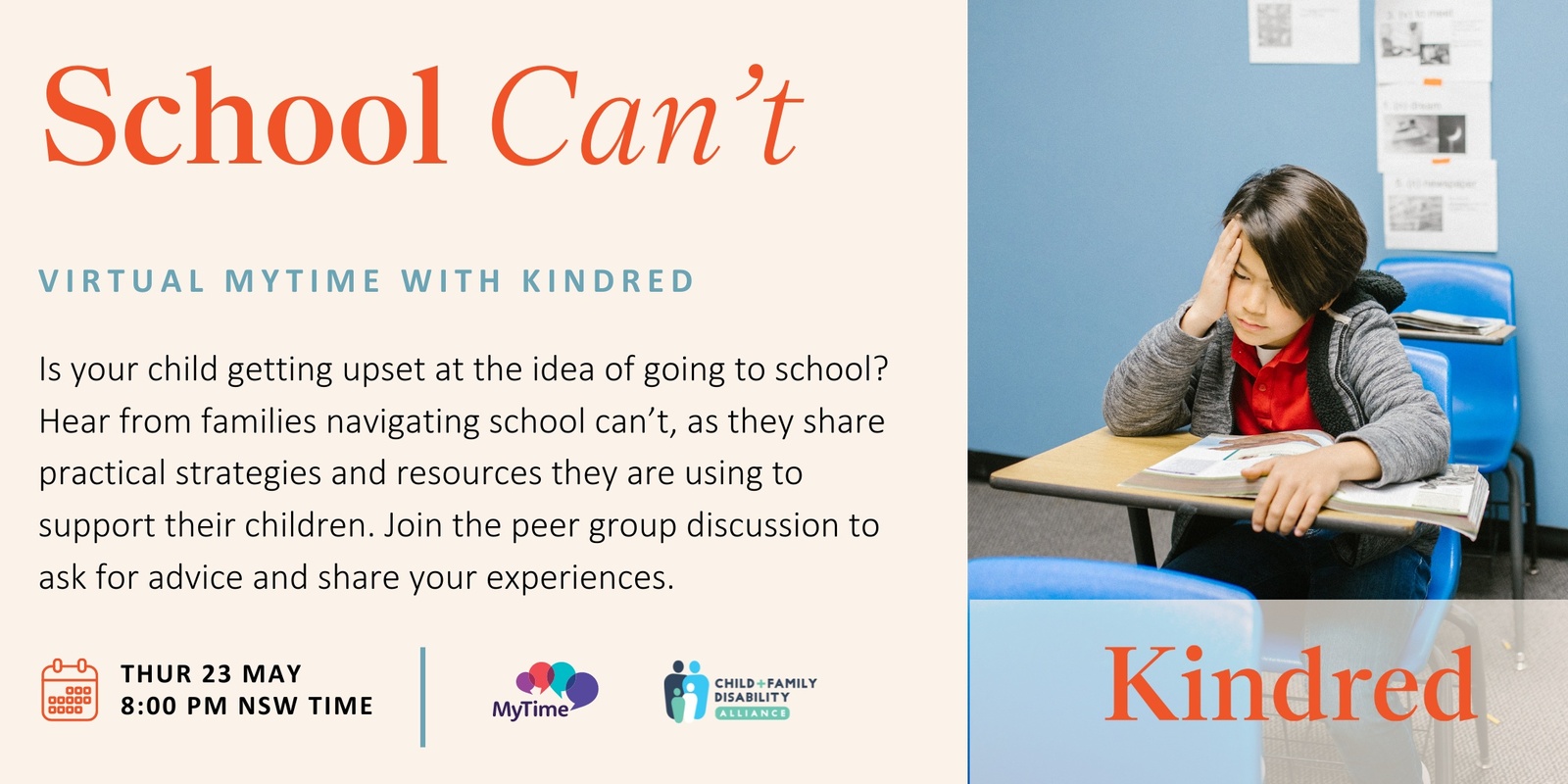 Banner image for School Can't: Virtual MyTime with Kindred