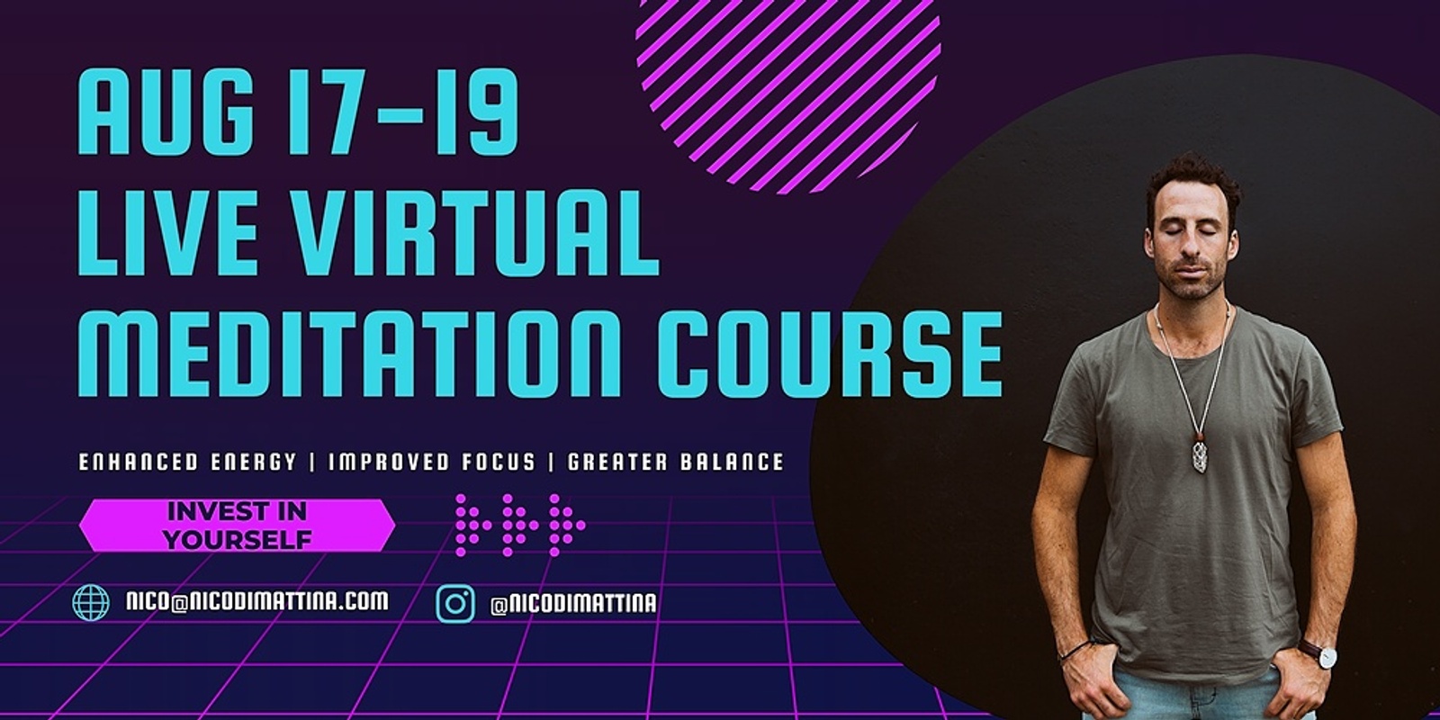 Banner image for Aug 17-19 LIVE Virtual Meditation Course