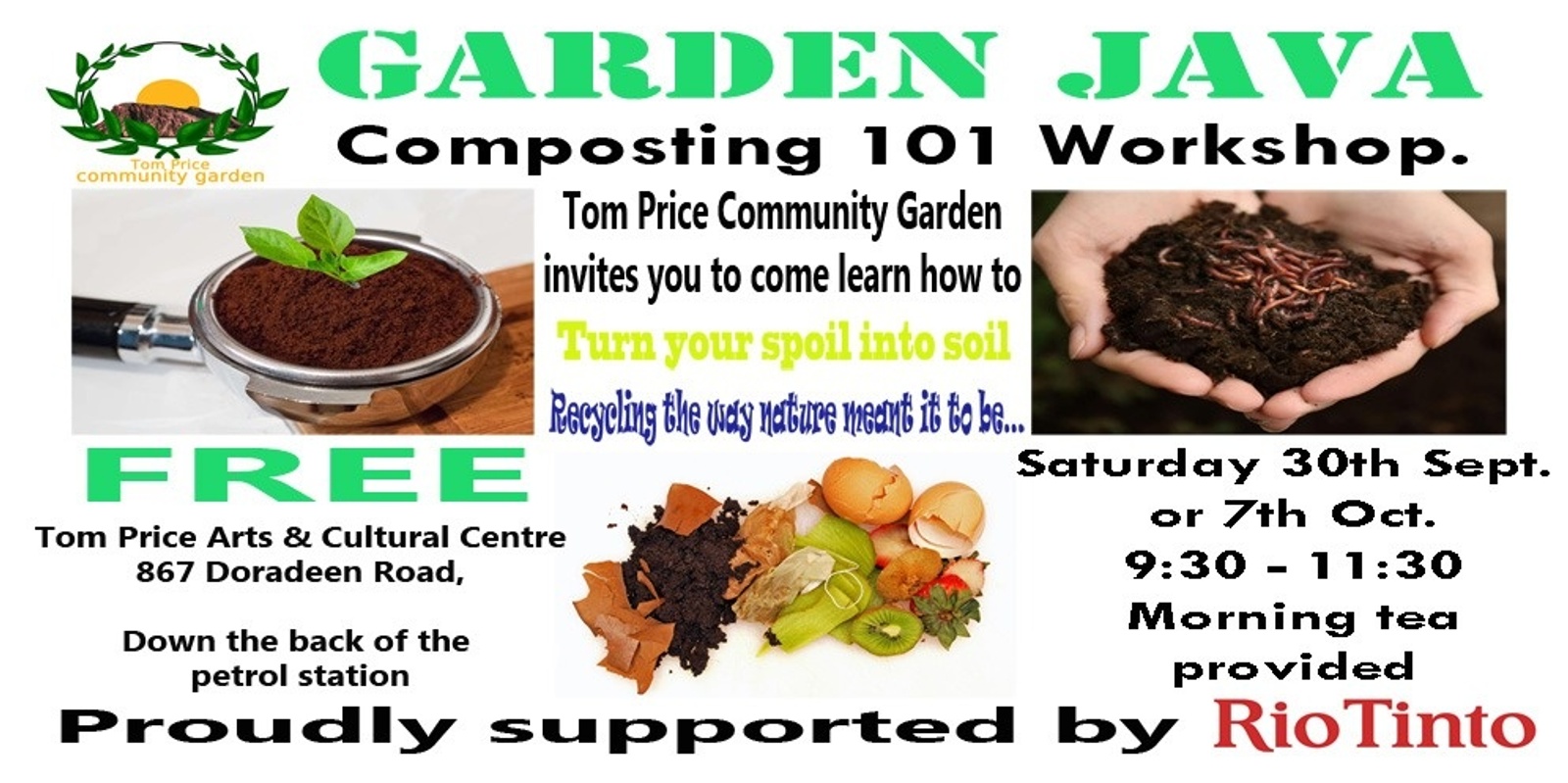 Banner image for FREE Garden Java Composting 101 Workshop.