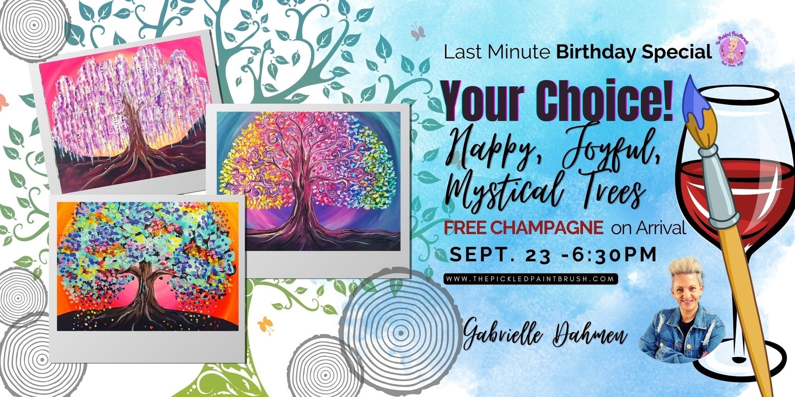Banner image for Paint & Sip Party - Your Choice! Happy Joyful Mystical Trees - September 23, 2023