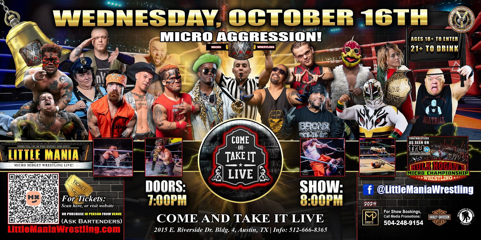 Banner image for Austin, TX - Micro Wrestling All * Stars @ Come and Take it Live: Little Mania Wrestling Rips through the Ring