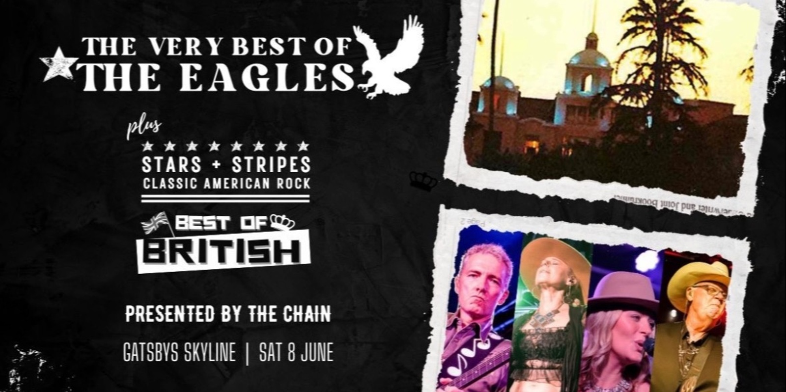 Banner image for The Very Best of the Eagles tribute supported by Stars & Stripes and the Best of British