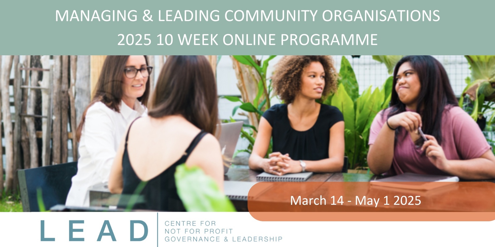 Banner image for Managing & Leading Community Organisations March 2025 - 10 week online training