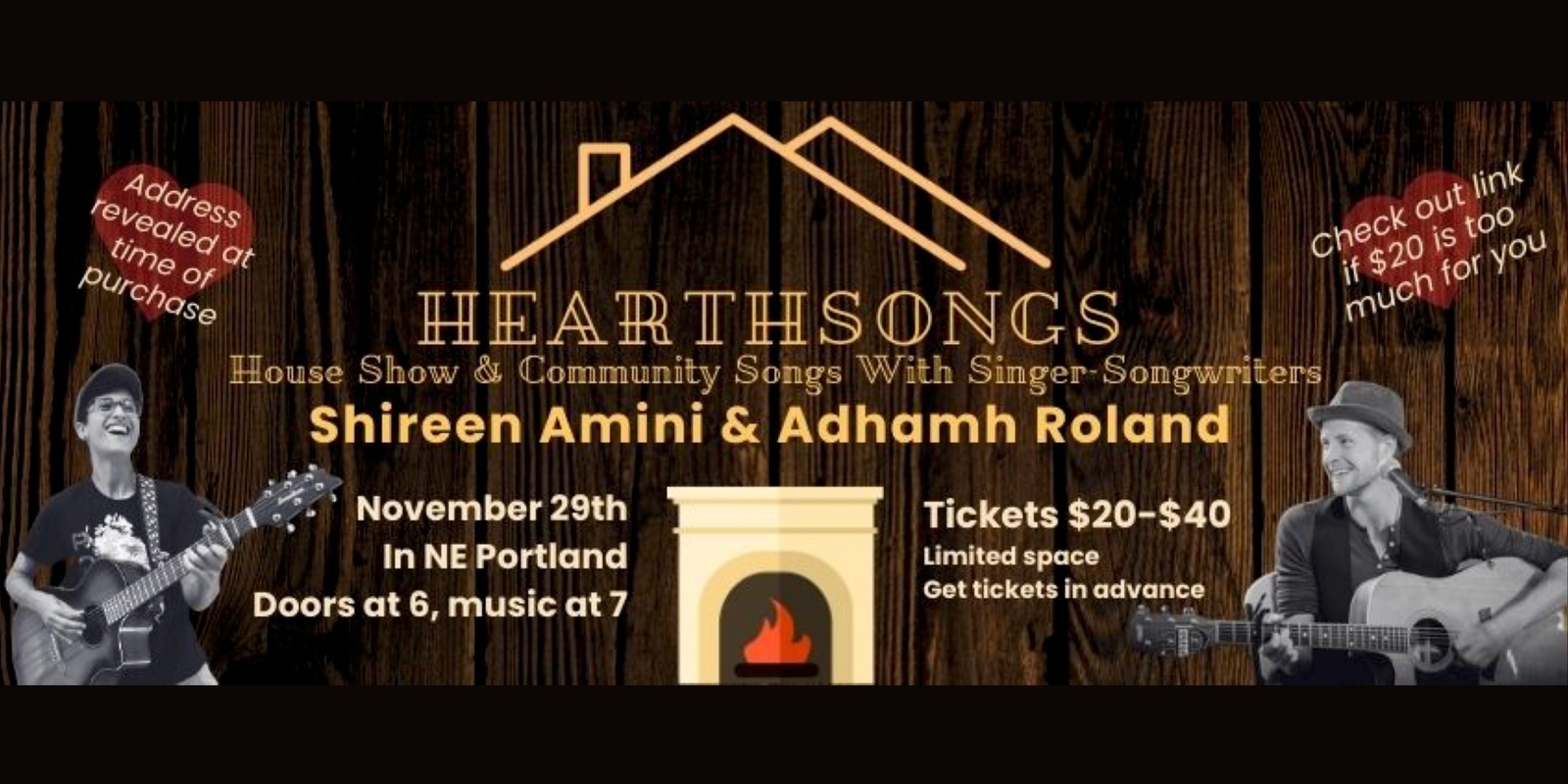 Banner image for Hearthsongs: House Show and Community Songs with Shireen Amini and Adhamh Roland