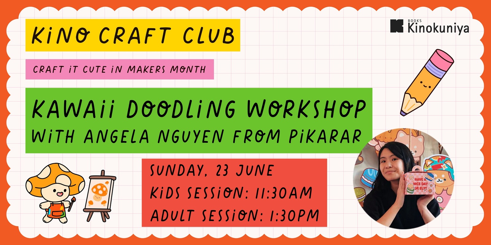 Banner image for Kino Craft Club - Kawaii Doodling workshop with Angela from Pikarar