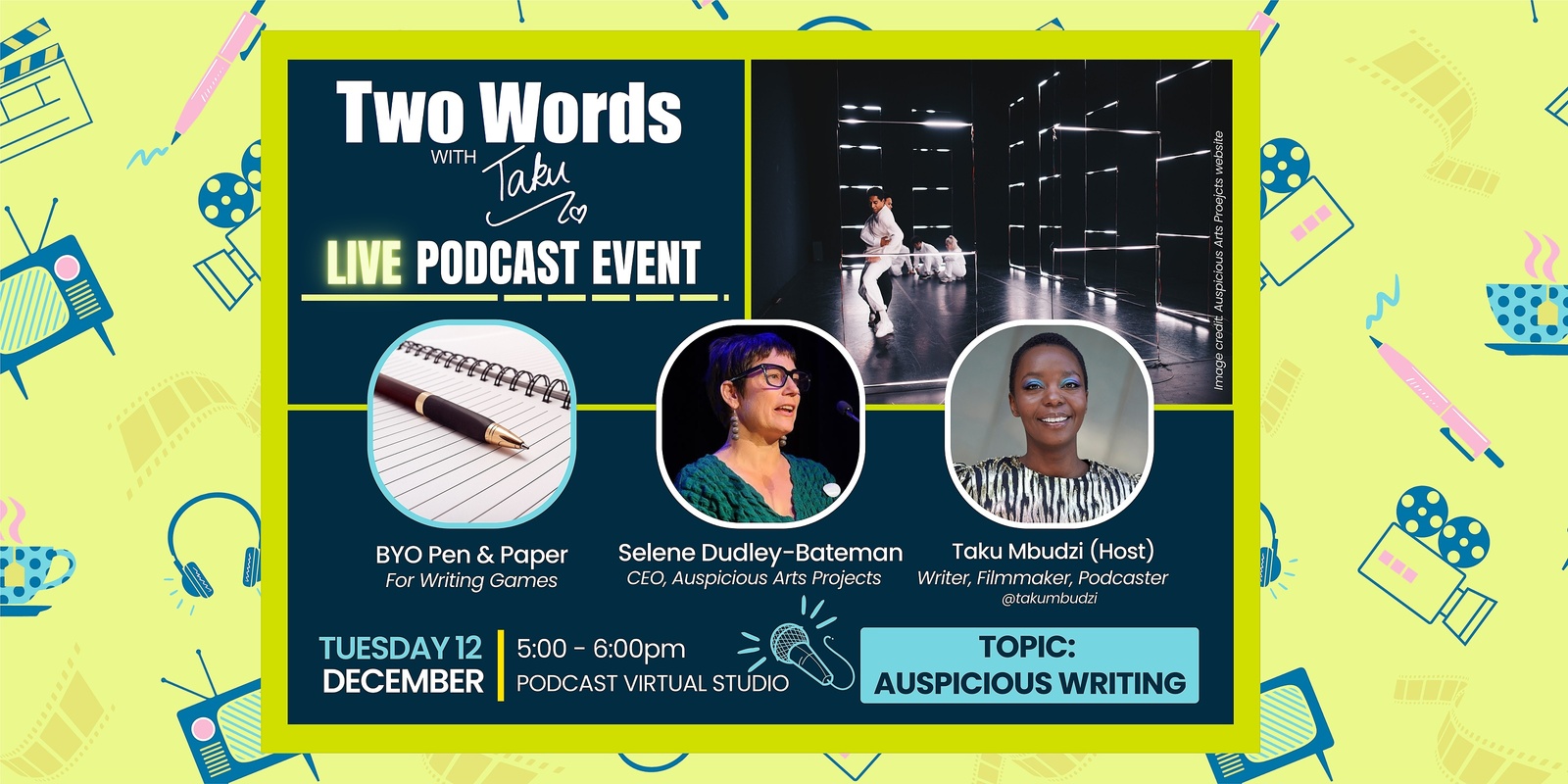 Banner image for Two Words with Taku: Auspicious Writing (Virtual Podcast Recording)